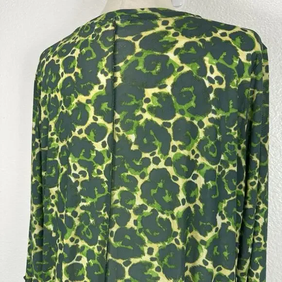 LOGO Layers Lori Goldstein Top Women XL Jade Green Sheer Mesh Tunic Layer Artsy - Picture 9 of 13